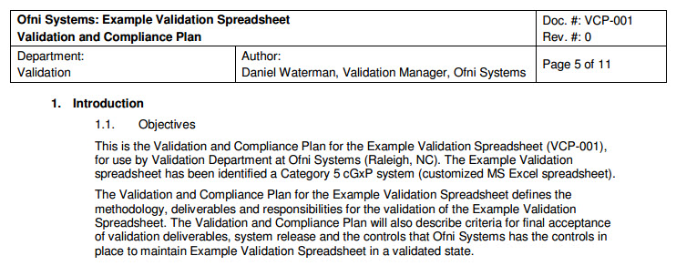 Sample FastVal Validation Plan Template