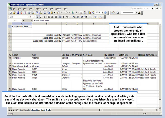 A copy of the audit trail can be exported to the spreadsheet automatically or upon demand.