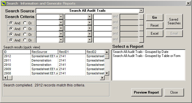 Using the Search Engine in the Part 11 Toolkit – Select search criteria, view search results and export results to Excel or reports.