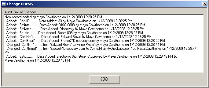 Audit Trails in Part 11 Toolkit – All changes to data are recorded to the audit trail. The audit trail is automatically created, unalterable and secure. Audit trails are retained for deleted items.